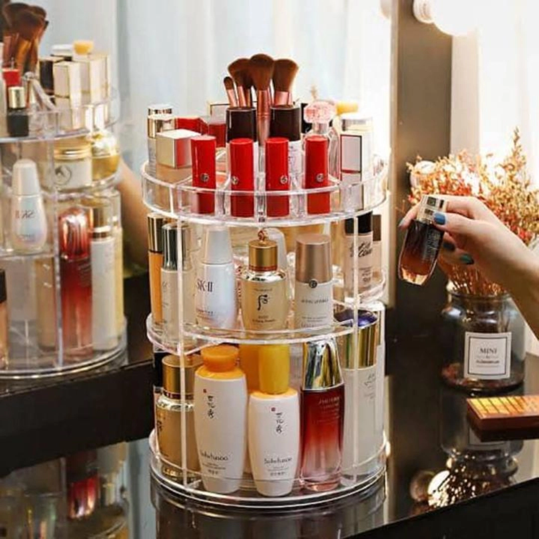 Diamond Acrylic 360 Makeup Organizer 360 Rotating Cosmetic Organizer ...