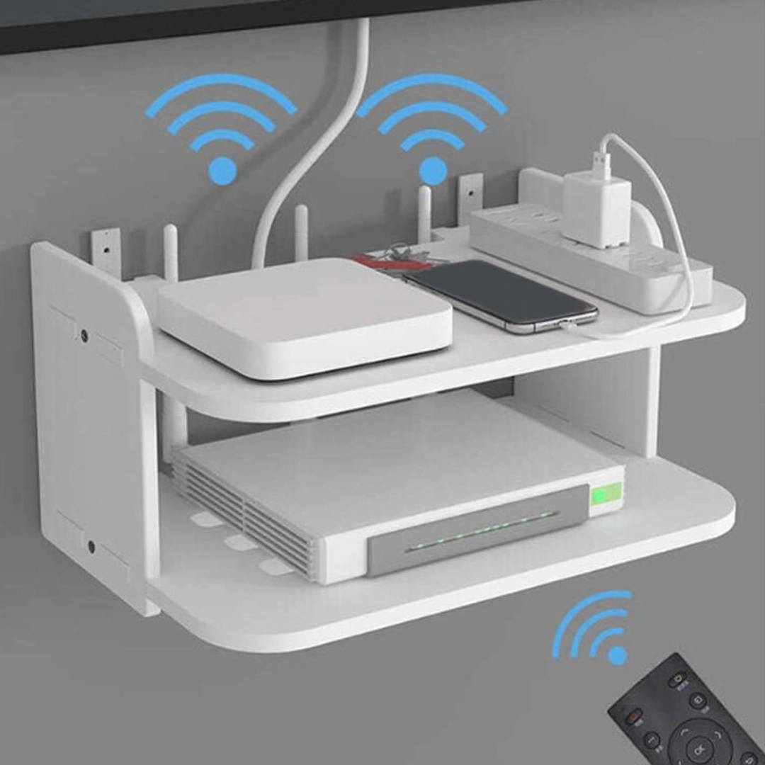 New Wifi Router Stand Double Layer Wall Mounted Home decorator PVC ...