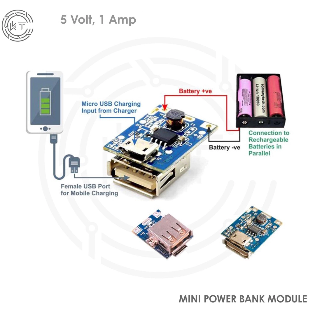 USB 5V 1A Mini Power Bank Module – 18650 Battery Charger with Step-Up ...