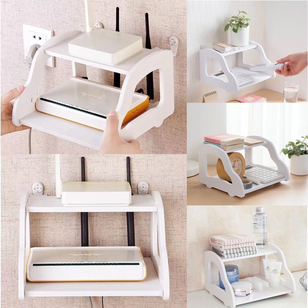 Wifi Router Stand Shelf Double Layer Wall Mounted Shelf Home decorator ...
