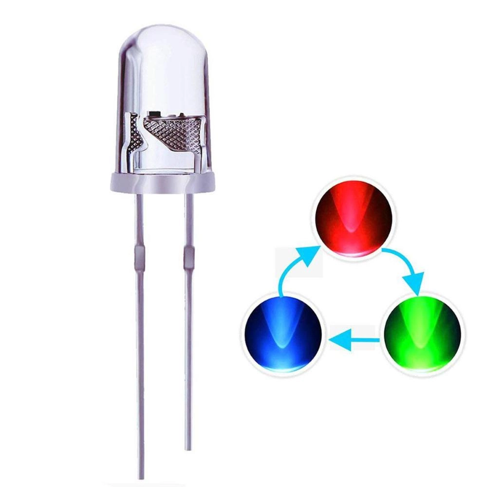 Linkable Led Multi Color 5mm 2pin RGB Multi Color Changing Flashing LED- 10pcs