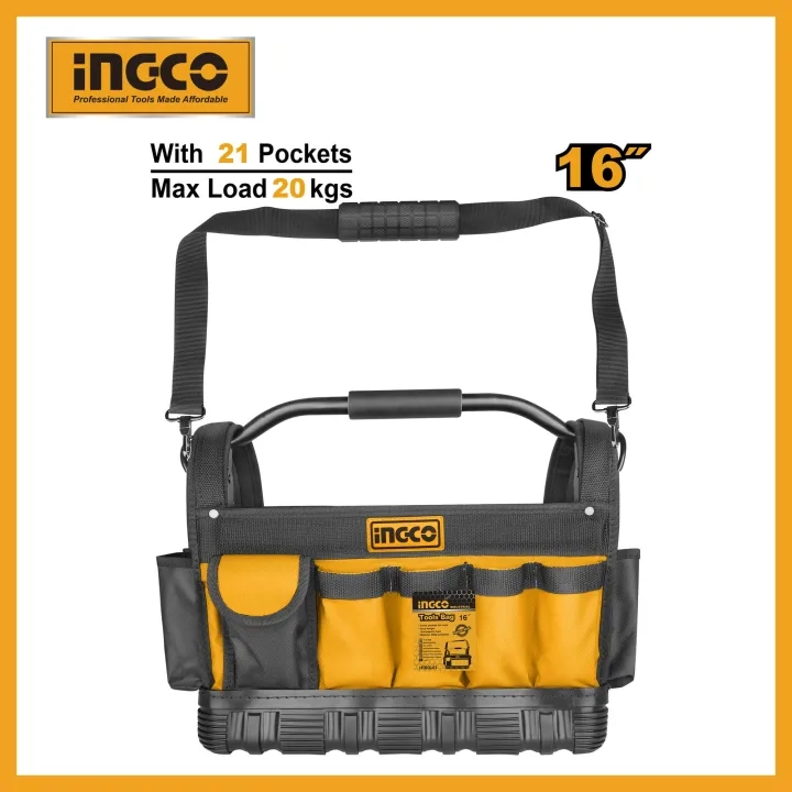 INGCO Tool Bag with 21pcs Pockets for tools and 1pcs Hanger for ...