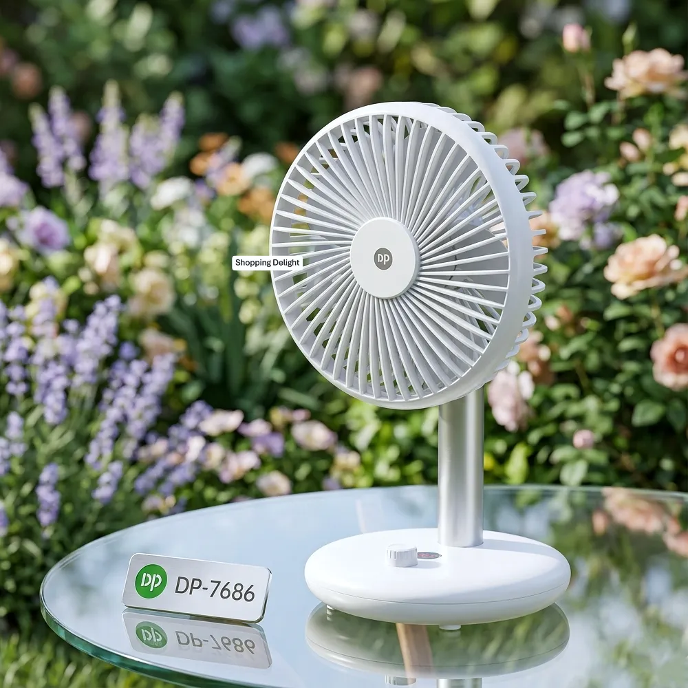 Portable Dc Fan DP-7686 AC/DC Rechargeable 4000mAh Battery Four Speed Modes Auto ...