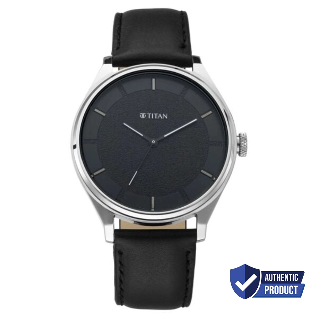 Titan-1802SL11-Sleek Leather Strap with Contrast Hands Watch for Men ...