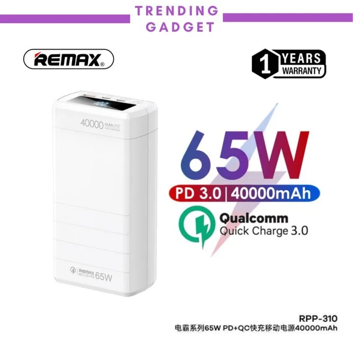 Remax RPP-310 40000mAh Power Bank | Fast Charging | Dual Output | Type ...