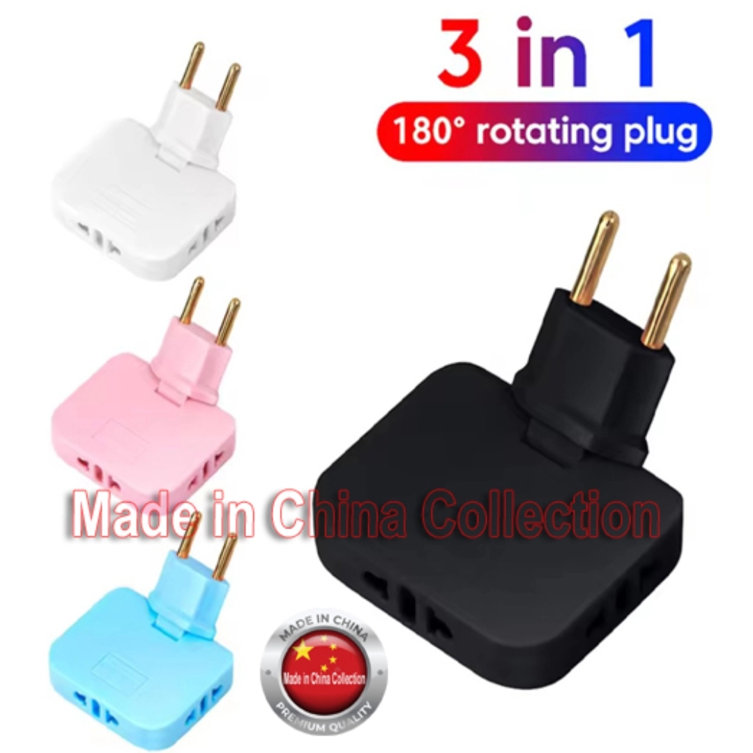 Plug Socket Rotatable 180° Rotating Converter Socket AC Adapte 3 in 1 Mutli Plug Travel ...
