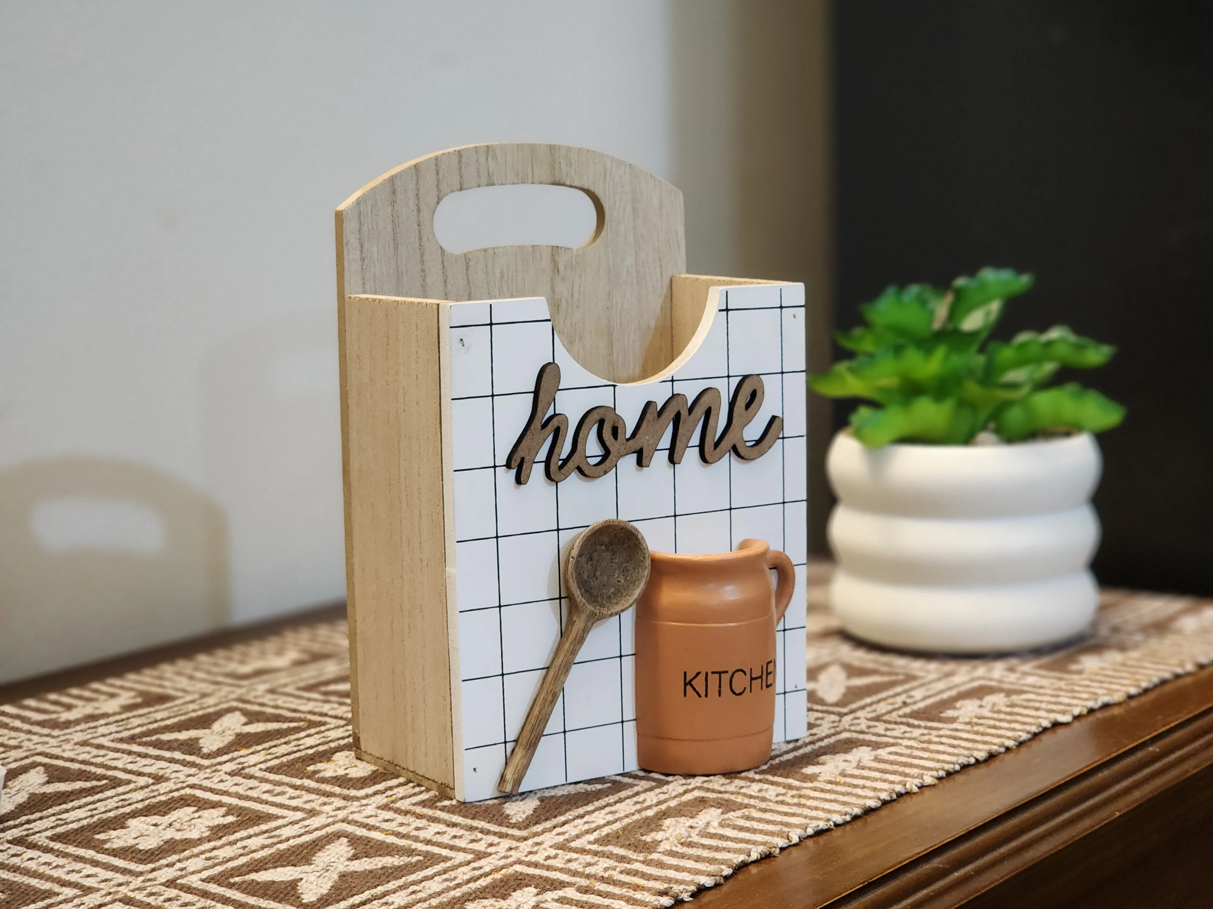 Spoon Grid Wooden Spoon Holder & Kitchen Organizer Caddy |