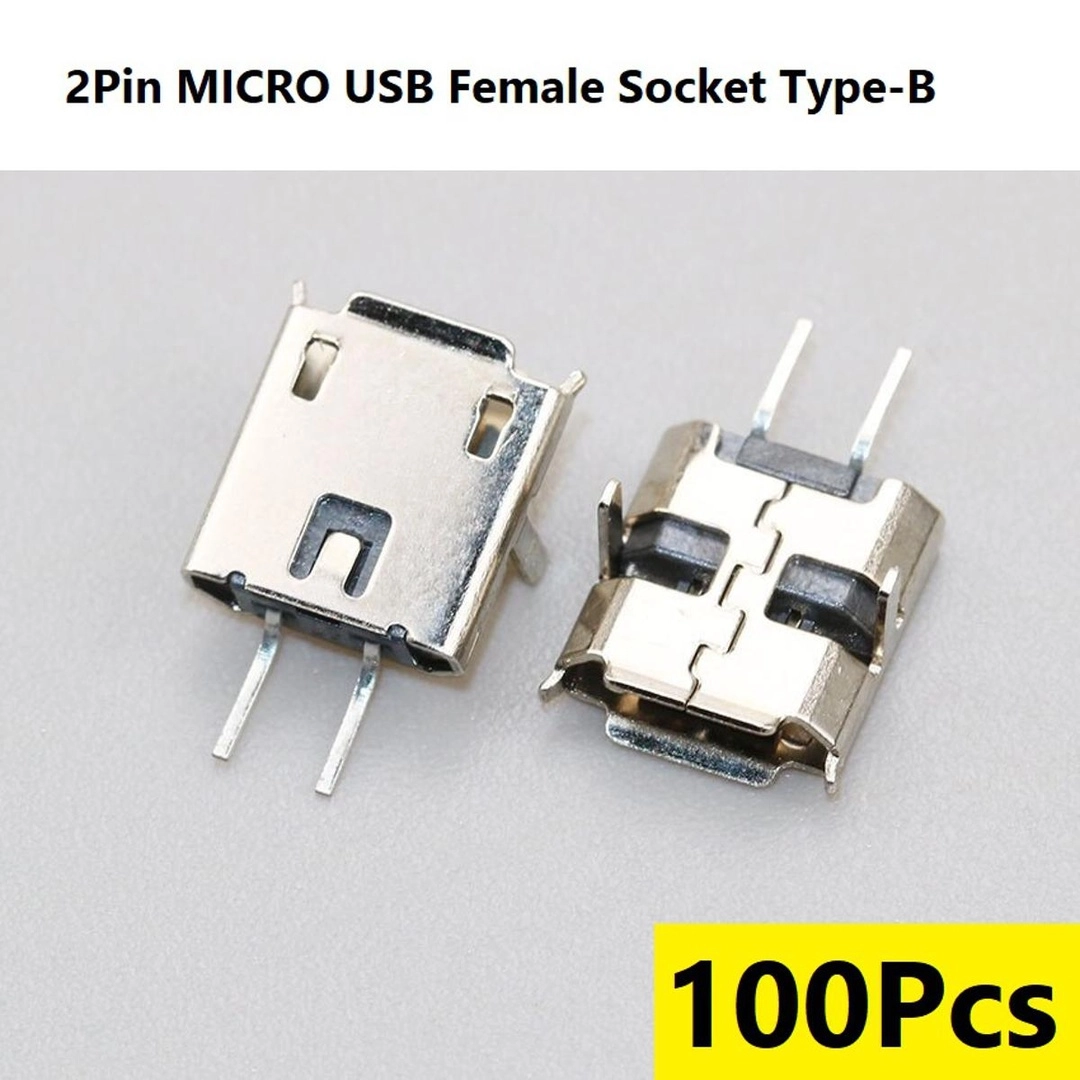 100Pcs- 2Pin Micro Usb Female Socket Type-B 2 Pin Leads Female Dip ...