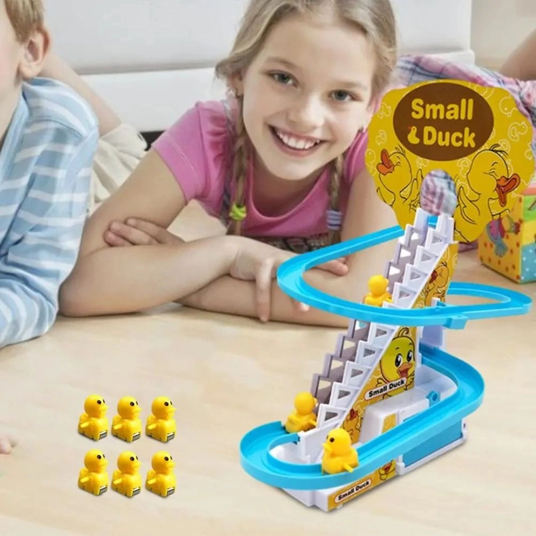 Duck Riding Toy Automatic Duck Race Track Toy with Climbing Musical Ducks and Flashing ...