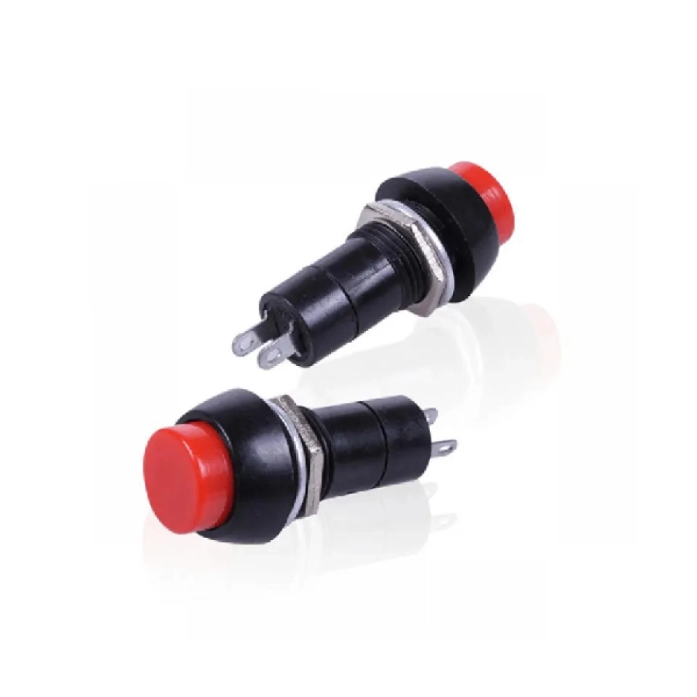 2 Pcs Round Red Push Button Switch AC 250V 3A SPST ON-OFF Switch