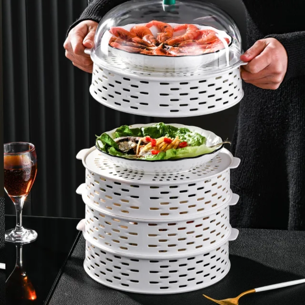 5 Layer Food Insulation Covers Transparent Stackable Dustproof ...