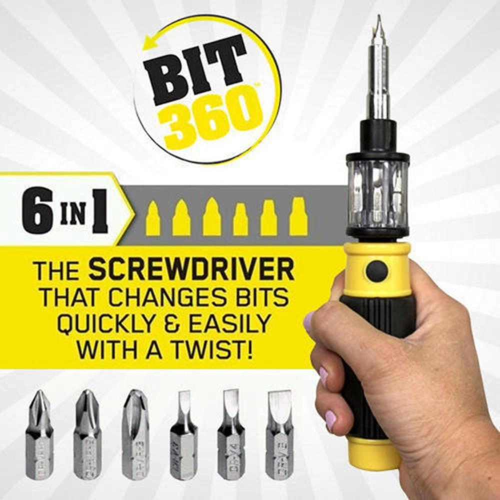 BIT 360 - BIT 360 Metal with Rubber Handle The 6 in 1 Screwdriver