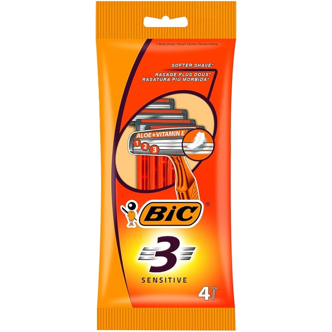 Bic Razor Side View Bic 3 Sensitive Razors With Blade - Pack Of 4