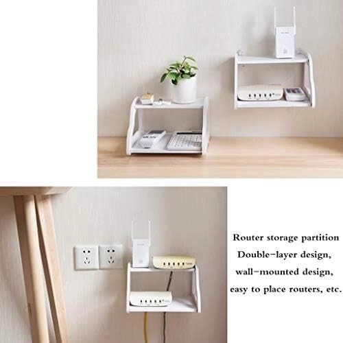 Wifi Router Stand Shelf Double Layer Wall Mounted Shelf Home decorator