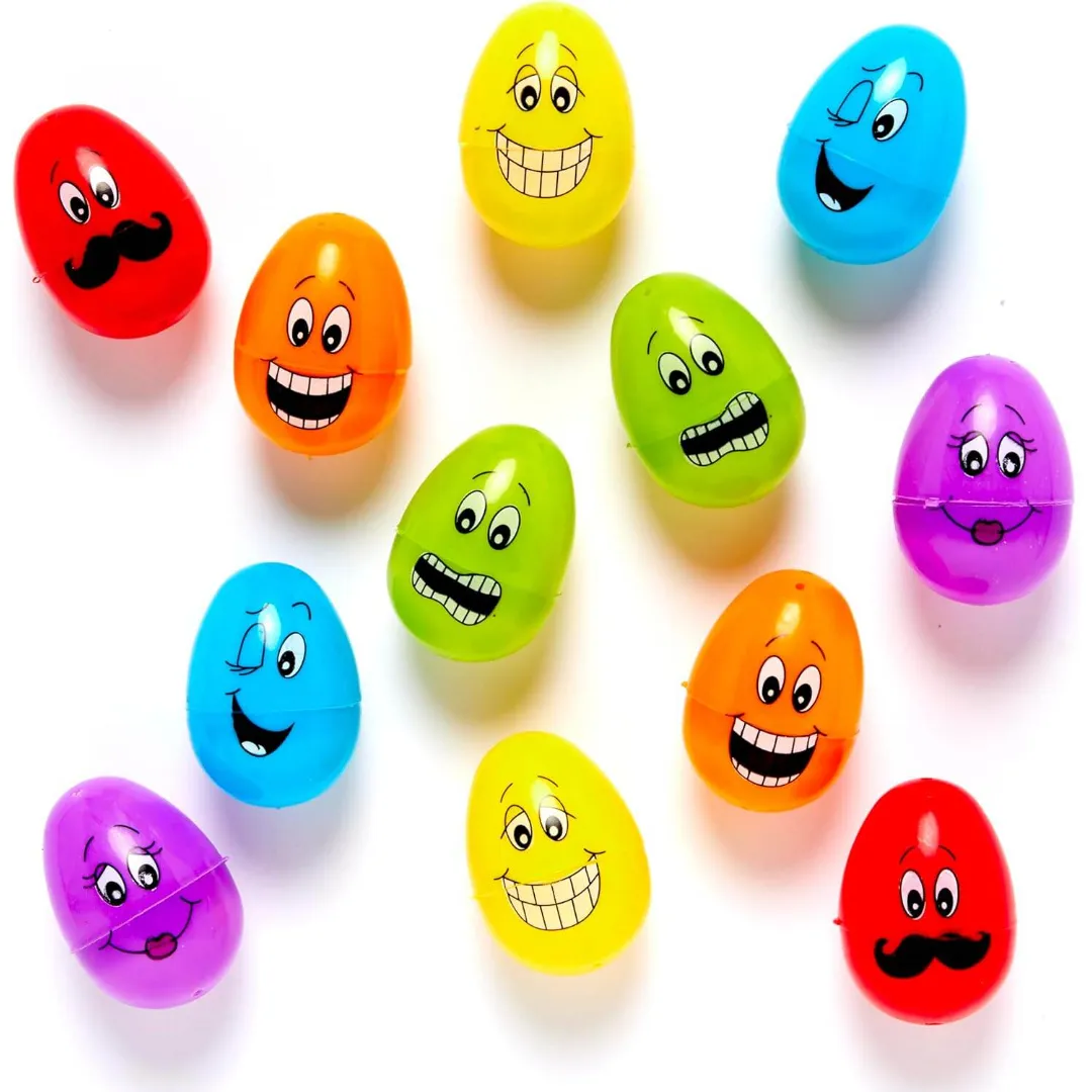 Squishy Toy Exploding 7 Pcs Learn Colours with Smiley Faces Eggs Funny Face Plastic Eggs ...