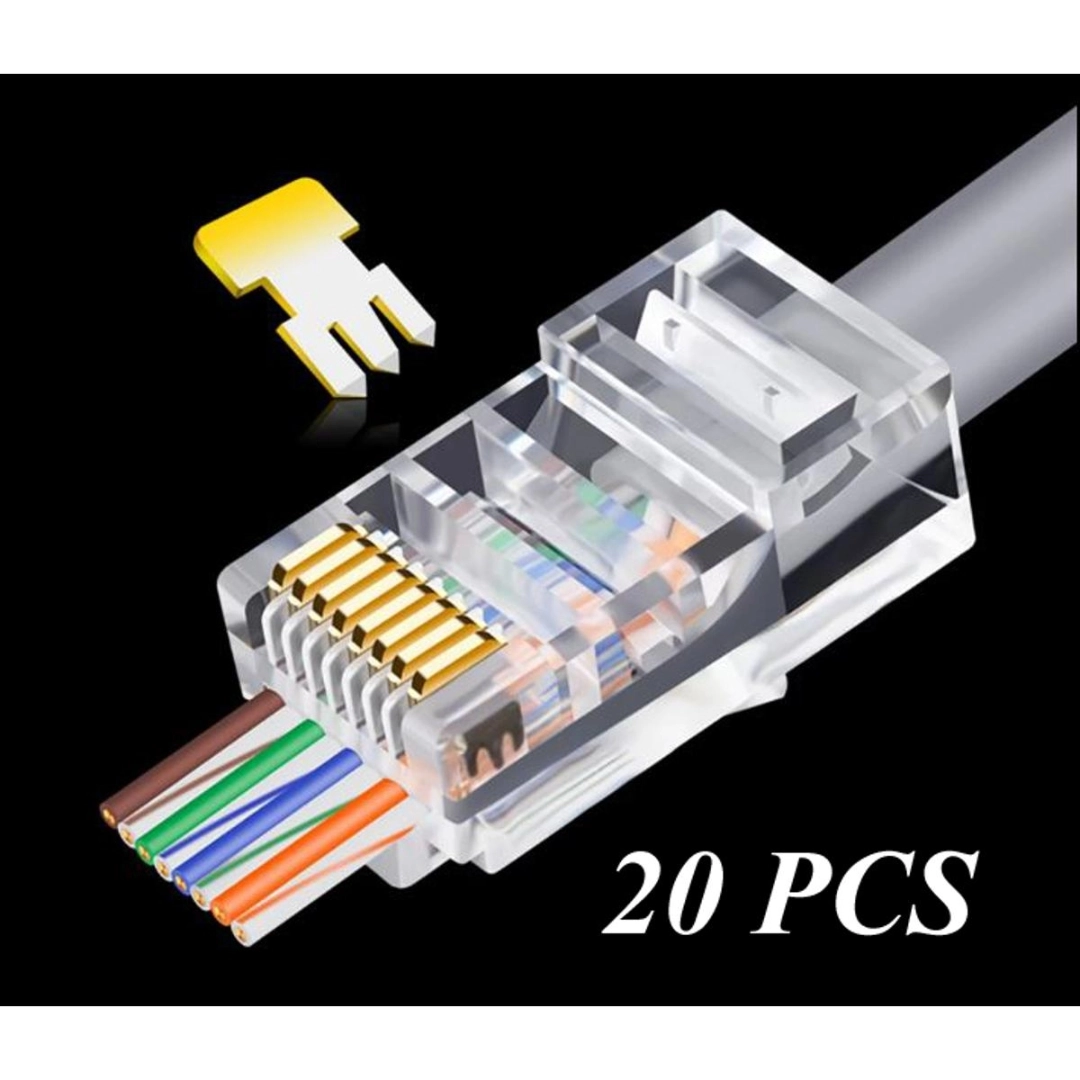 RJ45 Connector 20 PCS CAT5E CAT6 Plug RJ45 Connector Network Cable ...