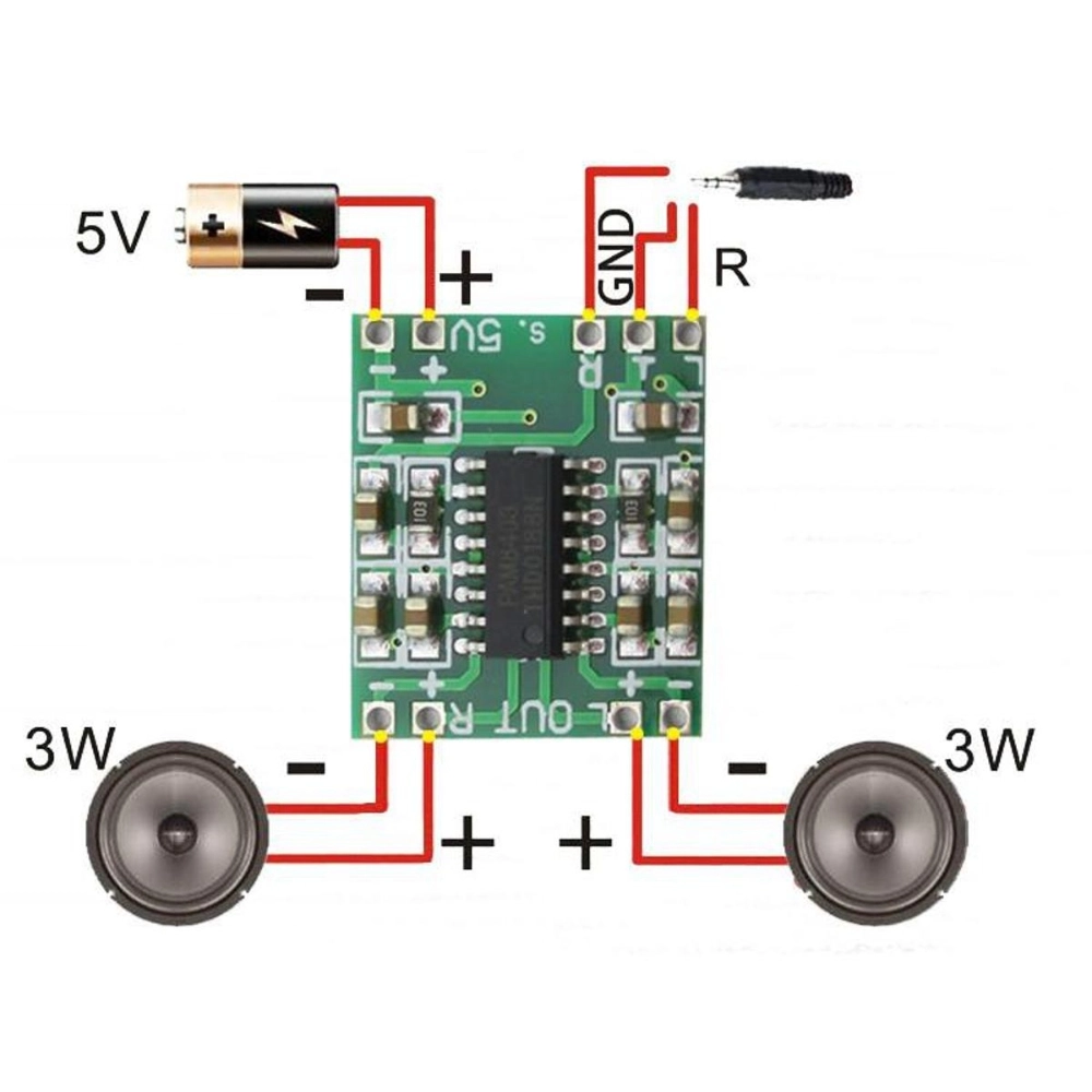 PAM8403 Dual Channel Mini Digital Power Amplifier Drive Board 3W +3W ...