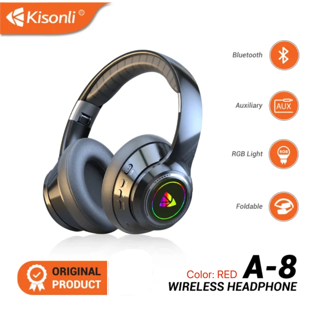 KISONLI A-8 Wireless Bluetooth Headset With Colorful RGB Light And ...