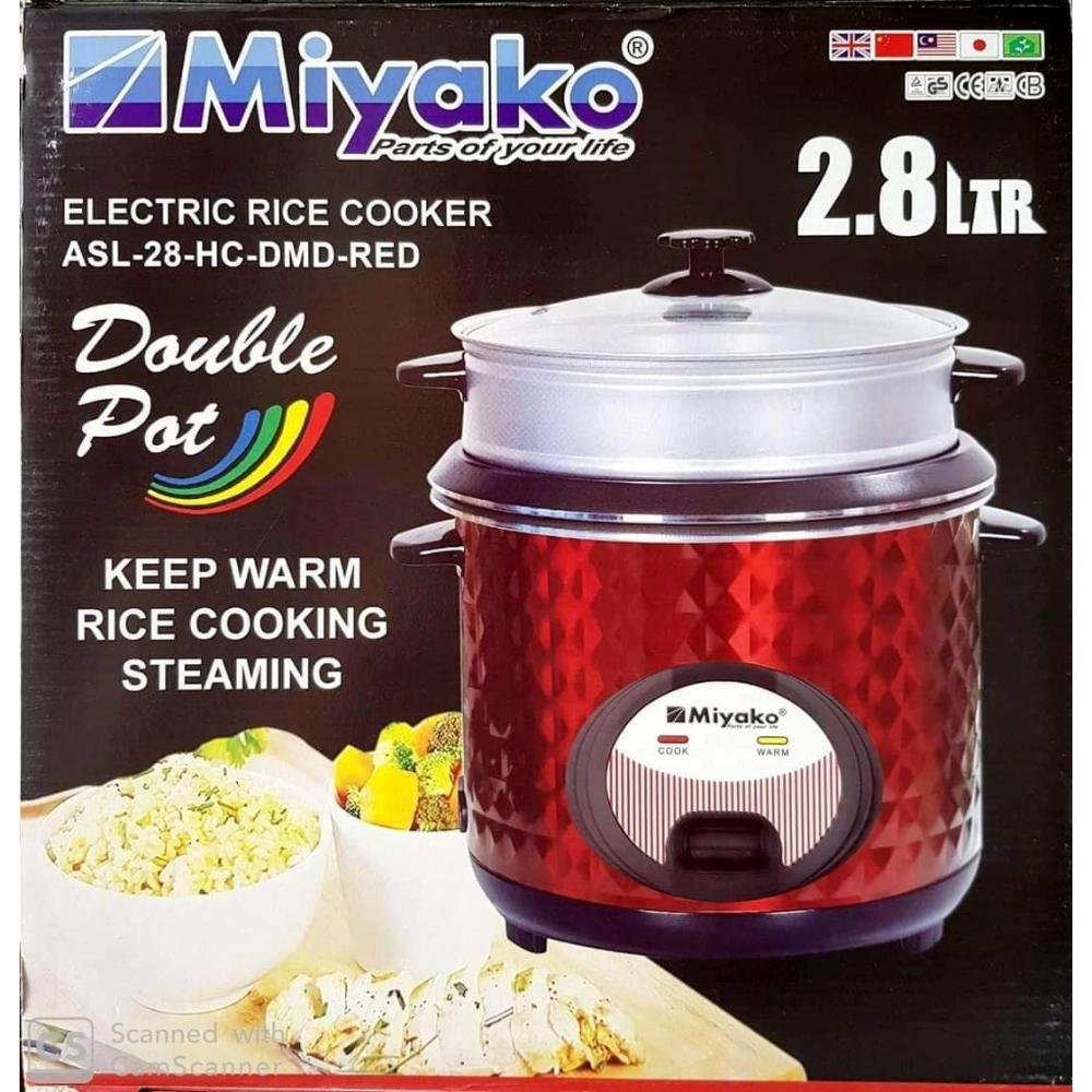 Miyako 2.8 LTR Double Pot Rice Cooker ASL-28-HC-DMD