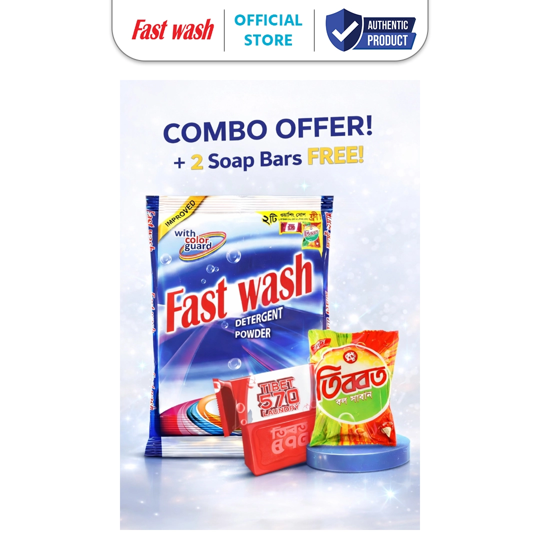 Fast Wash Detergent Powder-2kg [2 Washing Soap Free]