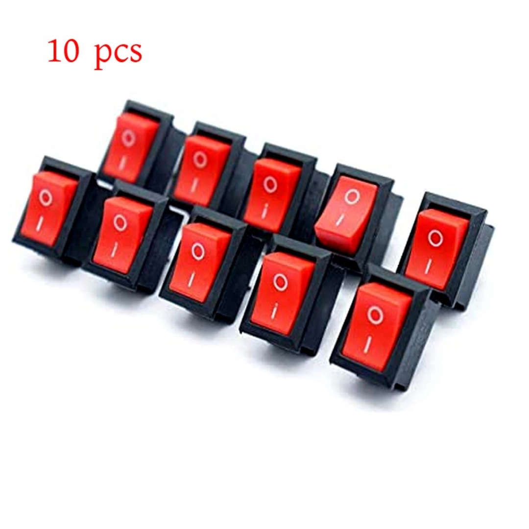 10Pcs Mini 2 Pins AC 3A 250V SPST On/Off Red Button Rocker Switch by ...