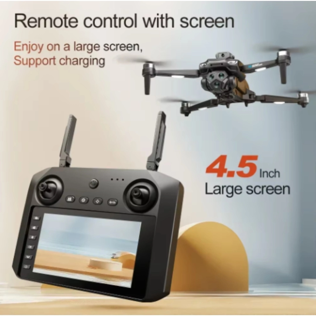 Remote 4.5 inch Display Drone Brushless 4K HD Dual Camera Optical Flow ...