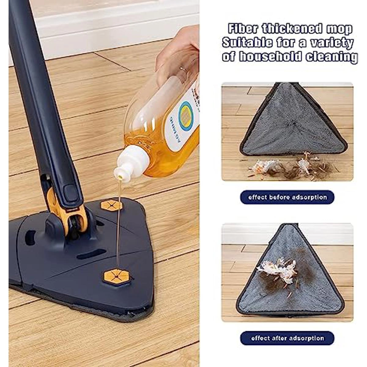 360° Rotatable Adjustable Triangle Multifunctional Cleaning Mop ...