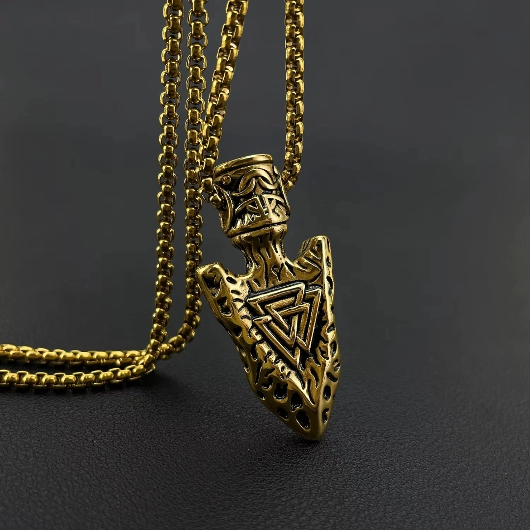 Traingular Rune SS Viking Spear Odin Triangle Rune Necklace