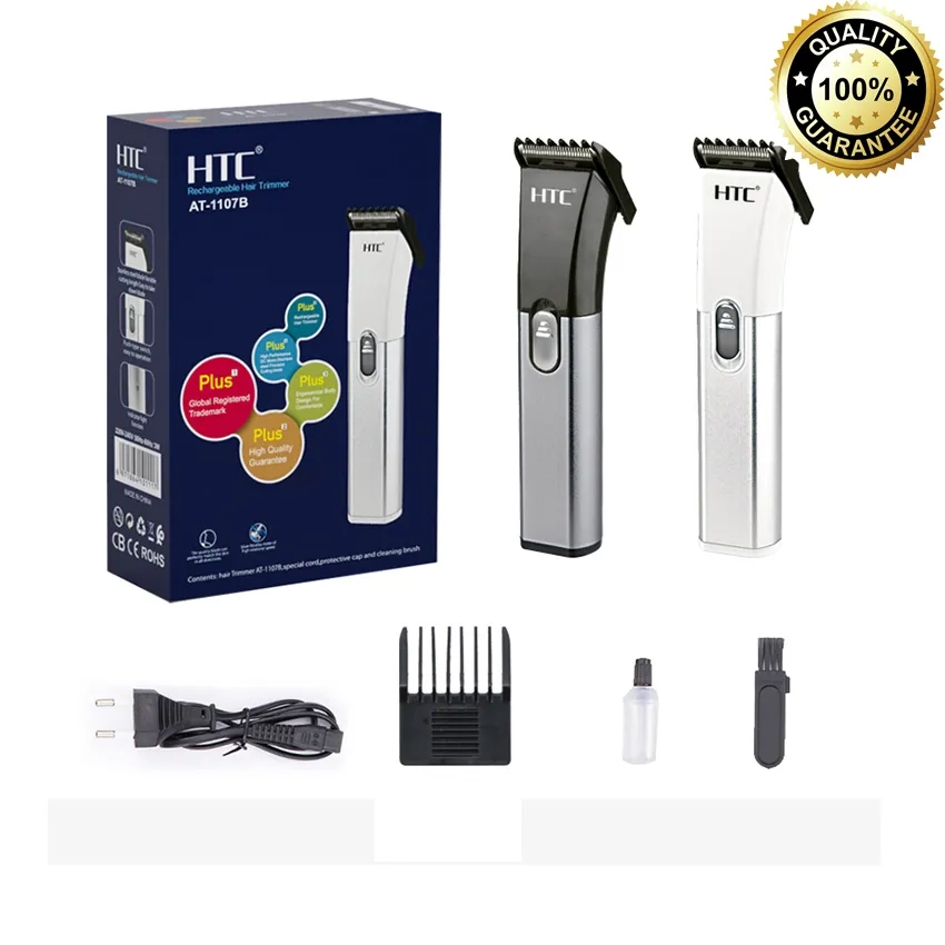 HTC AT- 1107B Rechargeable Electric Hair Clipper Low Noise Hair Trimmer ...