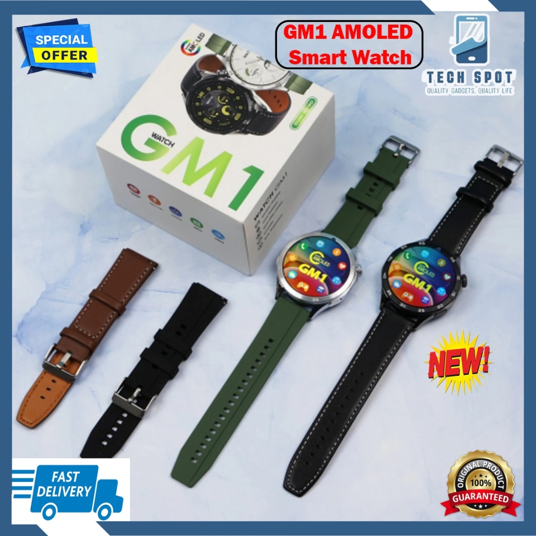 GM1 Smartwatch 2024 Super AMOLED Screen (Dual Strap) Bluetooth Calling ...