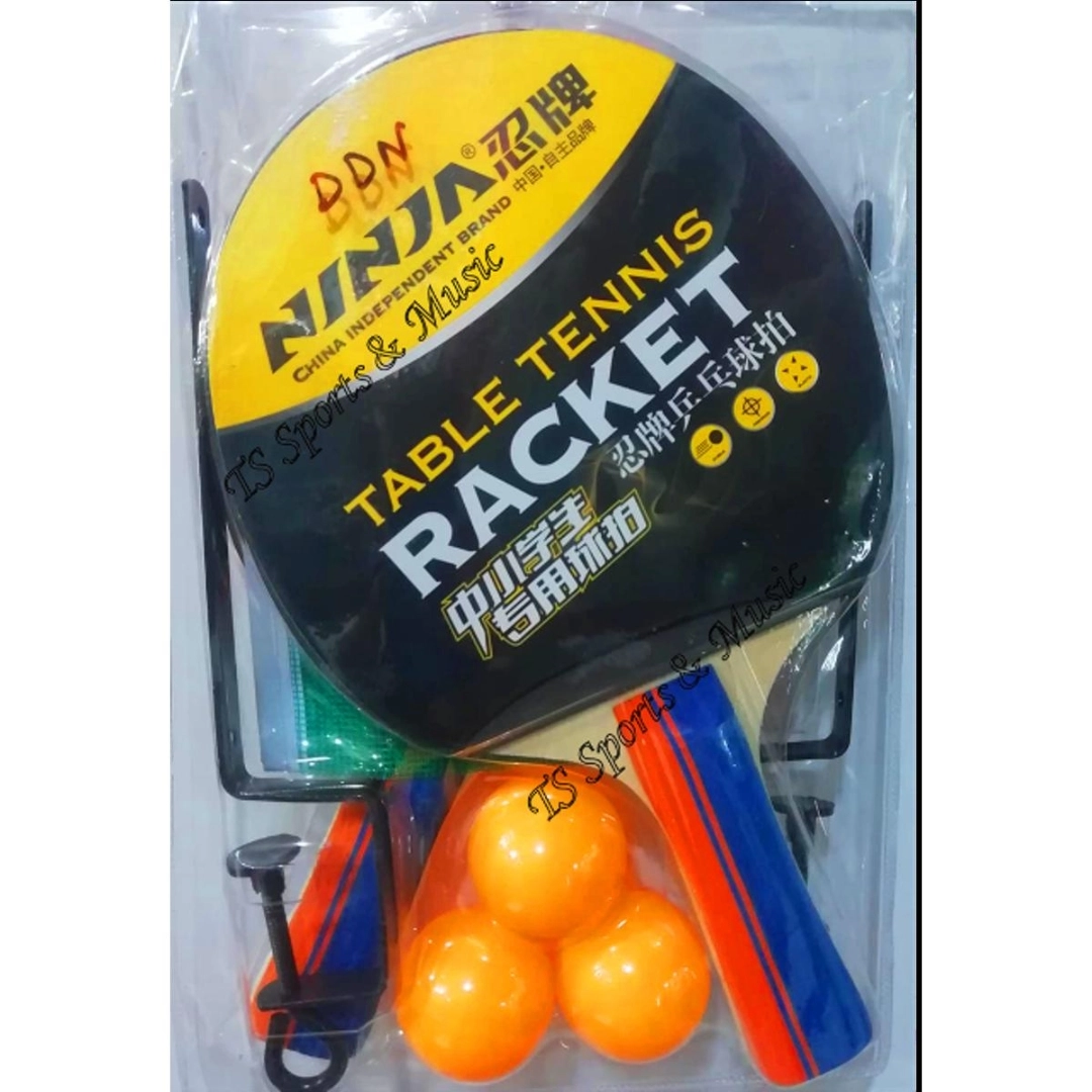 Table Tennis Bat With Stan, Net and 3 Ball - Red