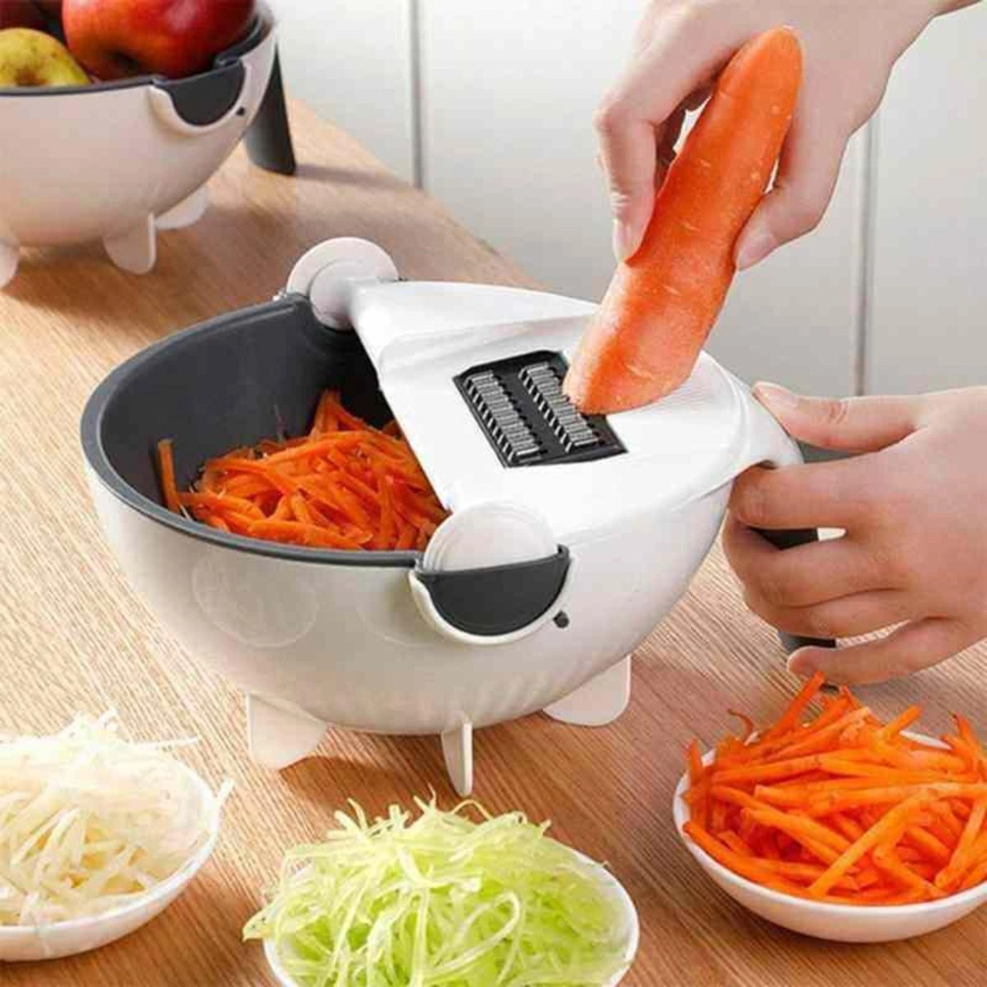 9 In 1 Vegetable Cutter With Basket Drain Multifunction Magic Rotate ...