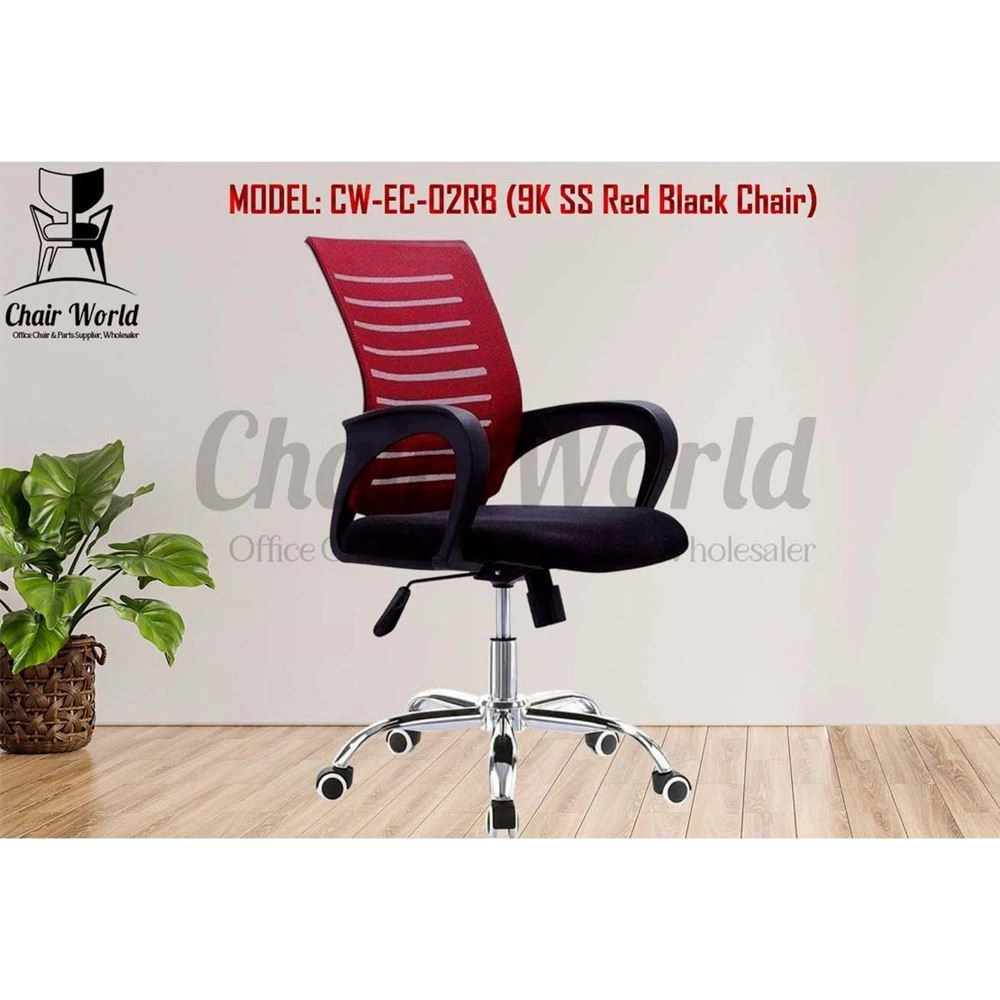 9K Revolving Chair RB Cw-Ec-02Rb (9K Ss Red Black Chair) - Chair