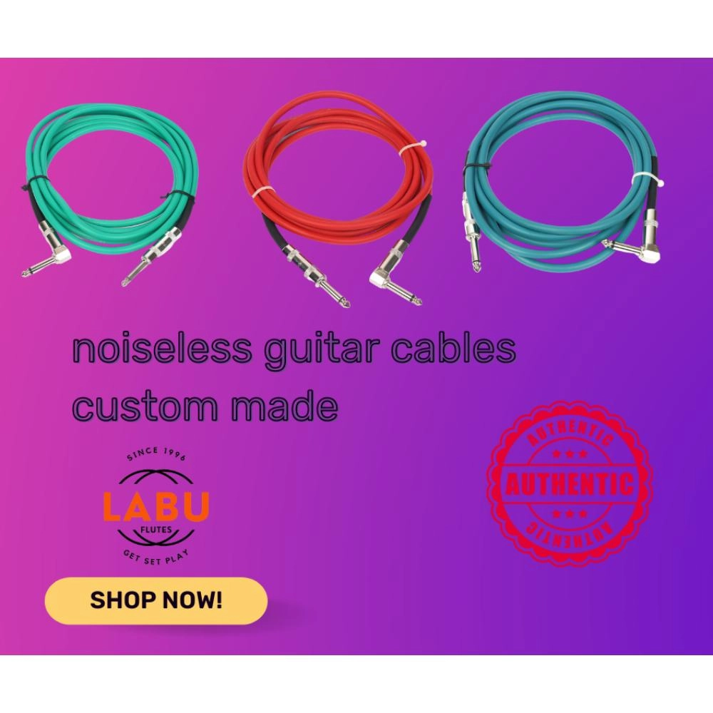 Instrument Cable 10 feet - Noiseless for Electric Guitar and Bass