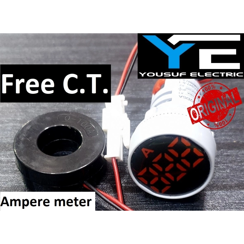 Digital Ampere Meter 22mm 100A Panel Mount 22mm Round Panel Ampere ...