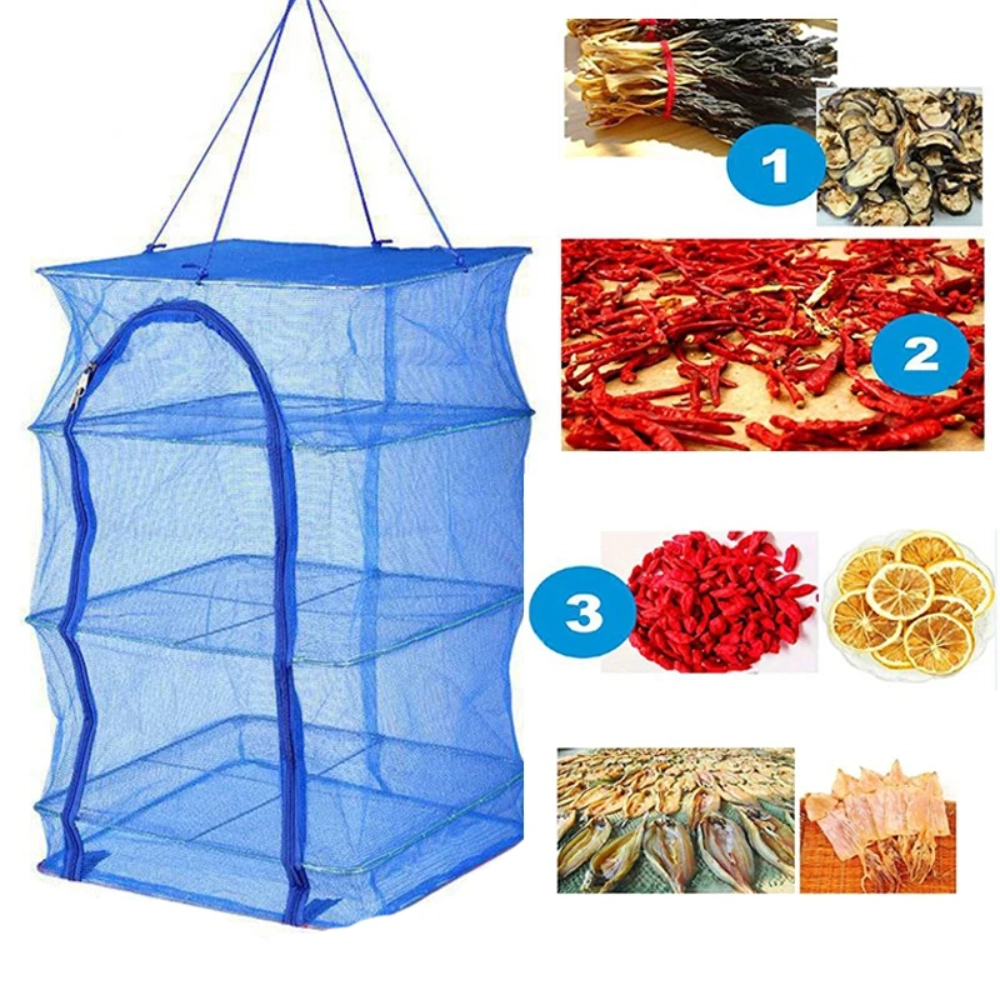 Layer Fishnet Foldable 4 Layers Drying Net Fish Net Drying Rack Hanging Vegetable ...