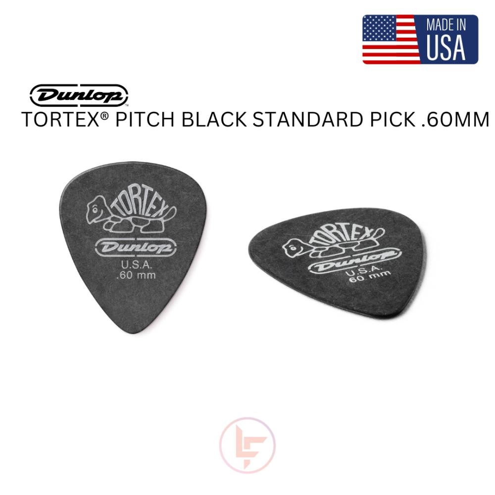 Dunlop Tortex Standard Guitar Picks - .60mm Pitch Black Made in USA