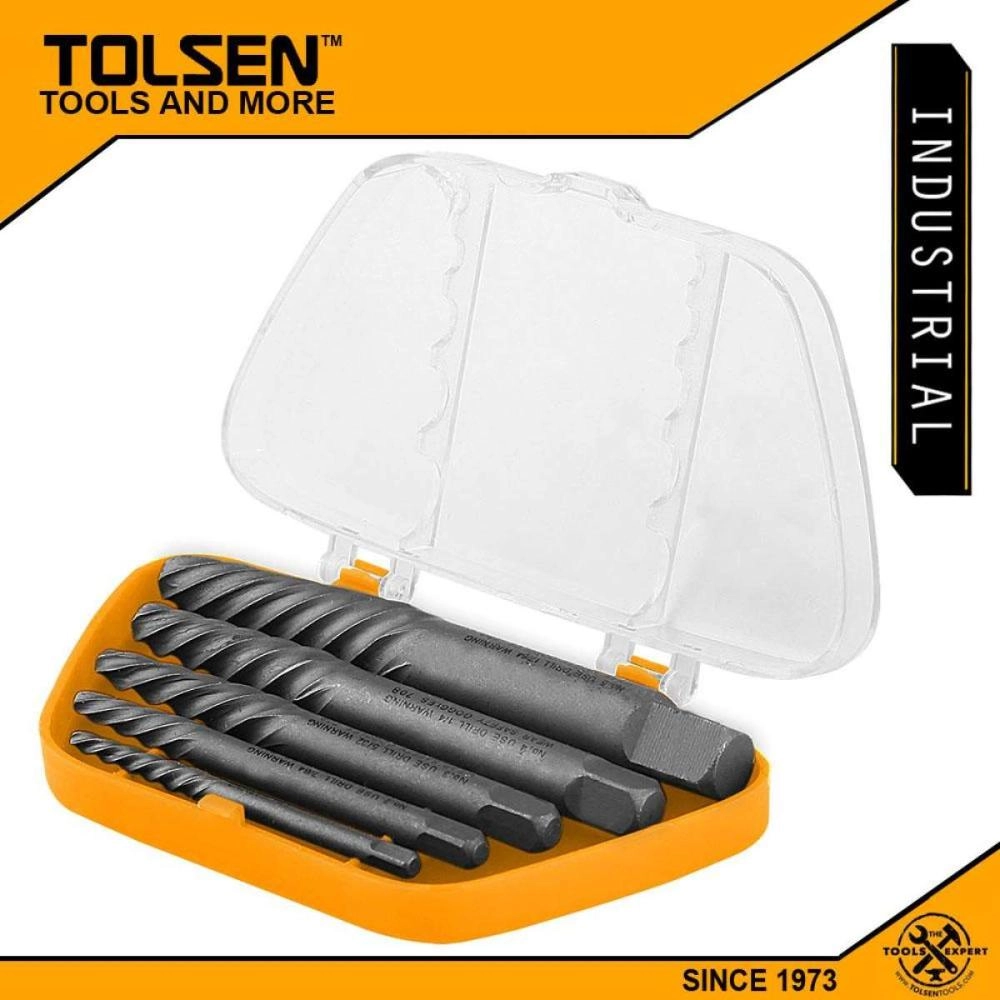 TOLSEN 5Pcs Screw Extractor Set (Size: 1 , 2, 3, 4, 5) Industrial Model ...