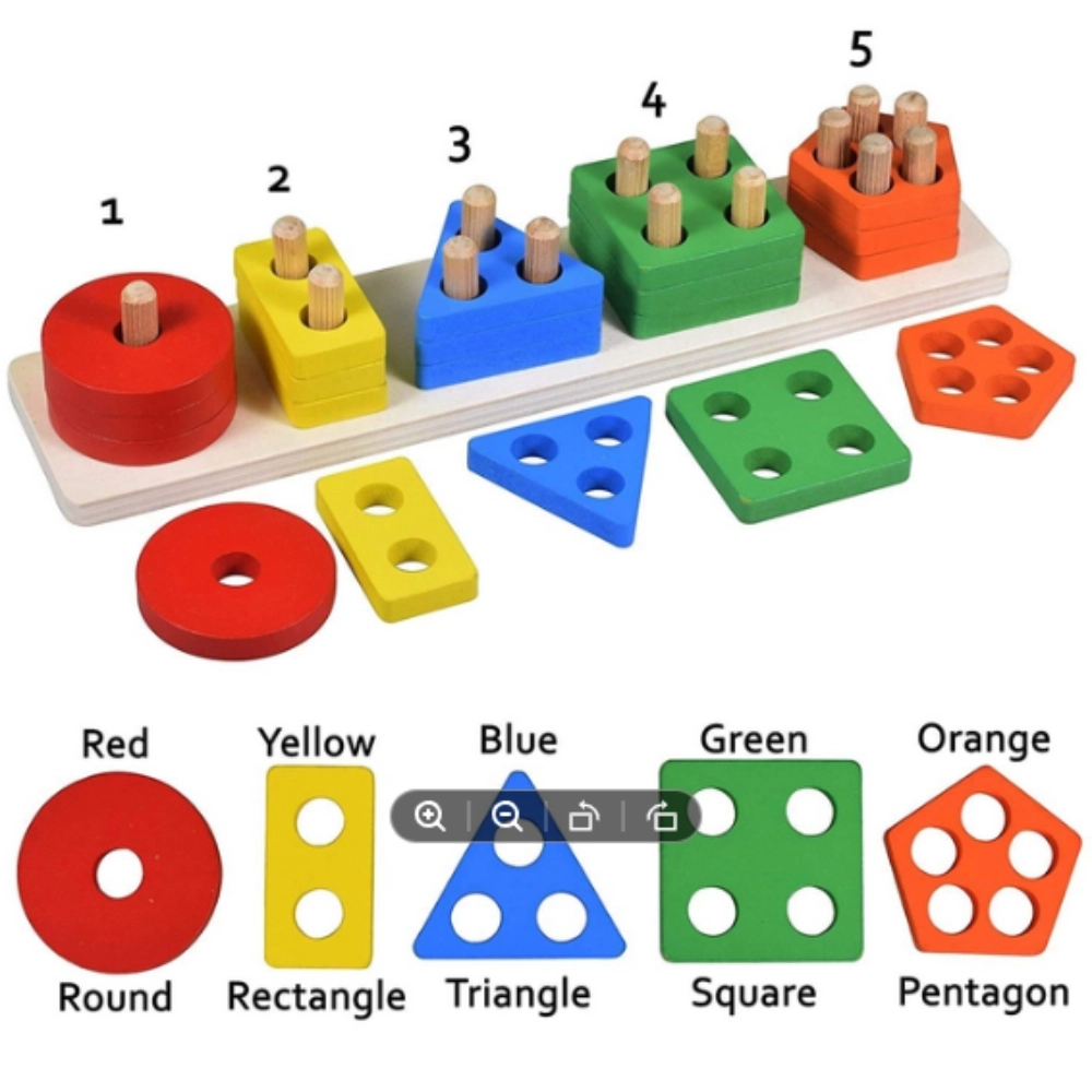 Wooden Blocks Geometric Shape Matching Five Sets of Column Learning ...
