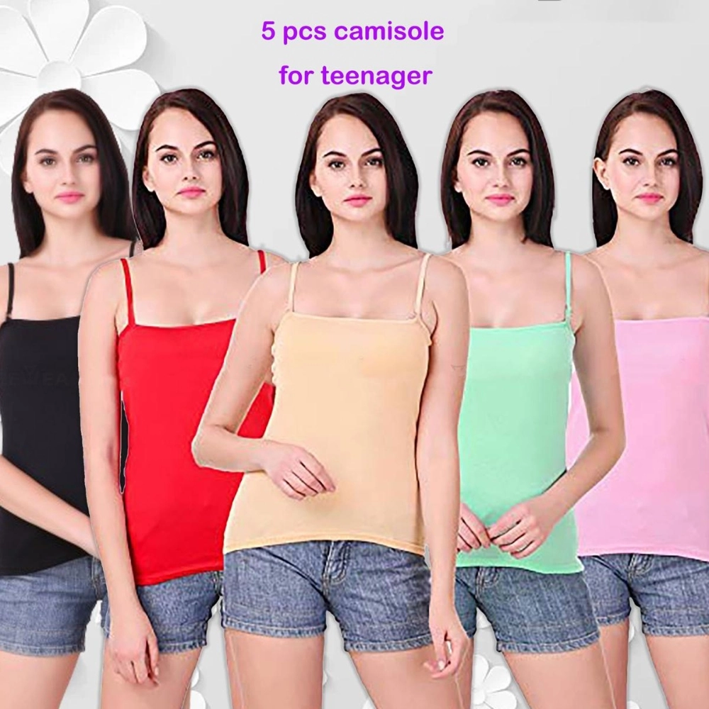 5 Pcs Ladies Inner Tops For All Season Use Cotton Tanks Top Camisole