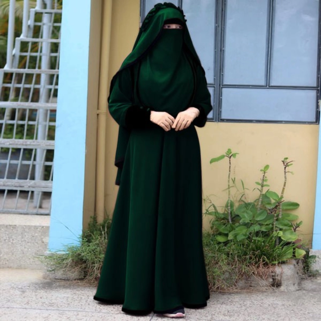 Mohuya 3 sweets hijab and burqa Set Dubai Cherry Bottle Green 494