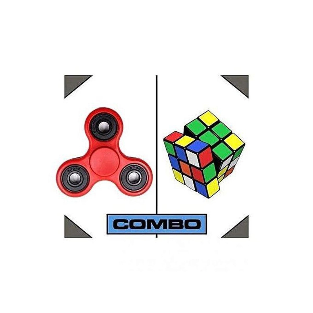 Combo Pack Of Fidget Spinner And Rubik Magic Cube - Multicolor