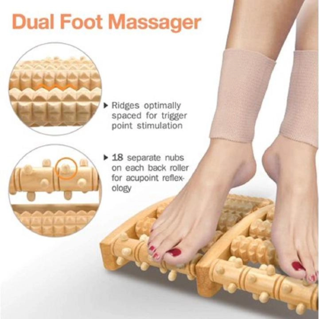 Vip Rooler Aqu Vip Wooden Dual Foot Roller Massager Therapy-1 Piece