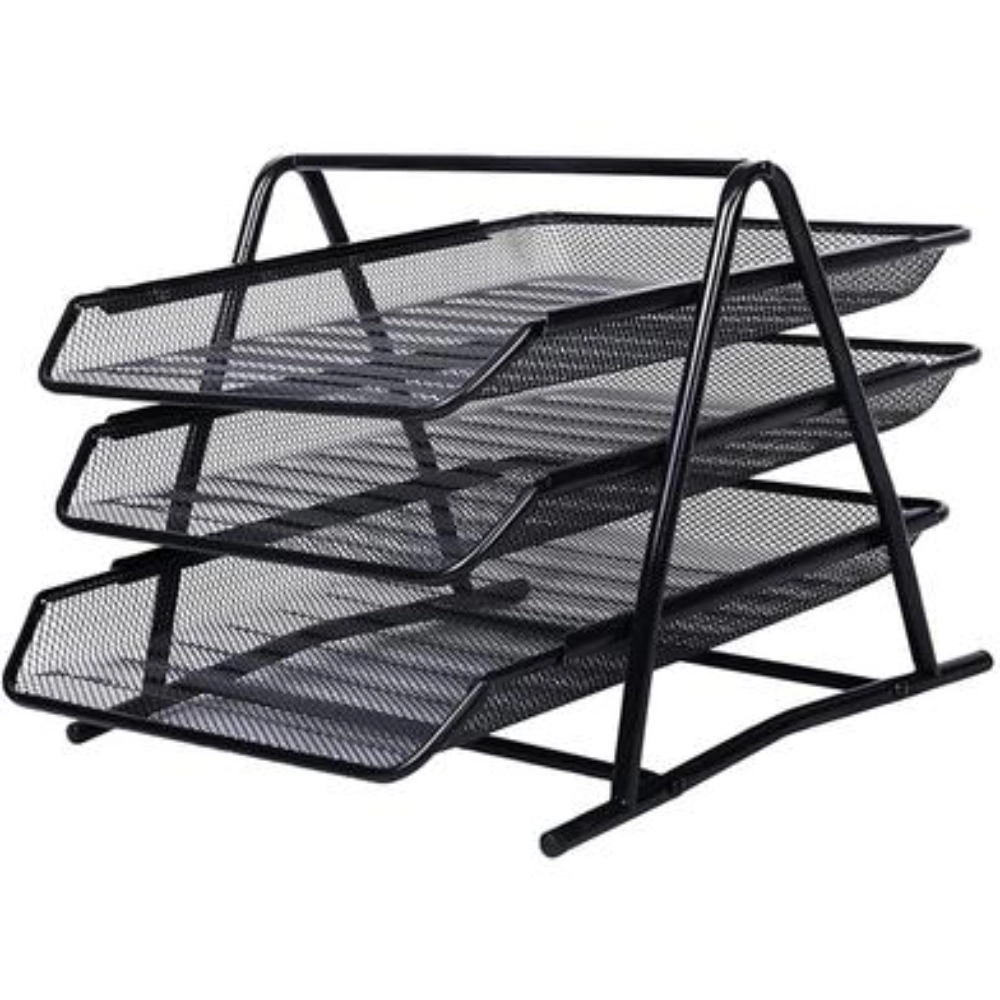 Metal Desk Organizer Stacking 3 Layer Office File Tray