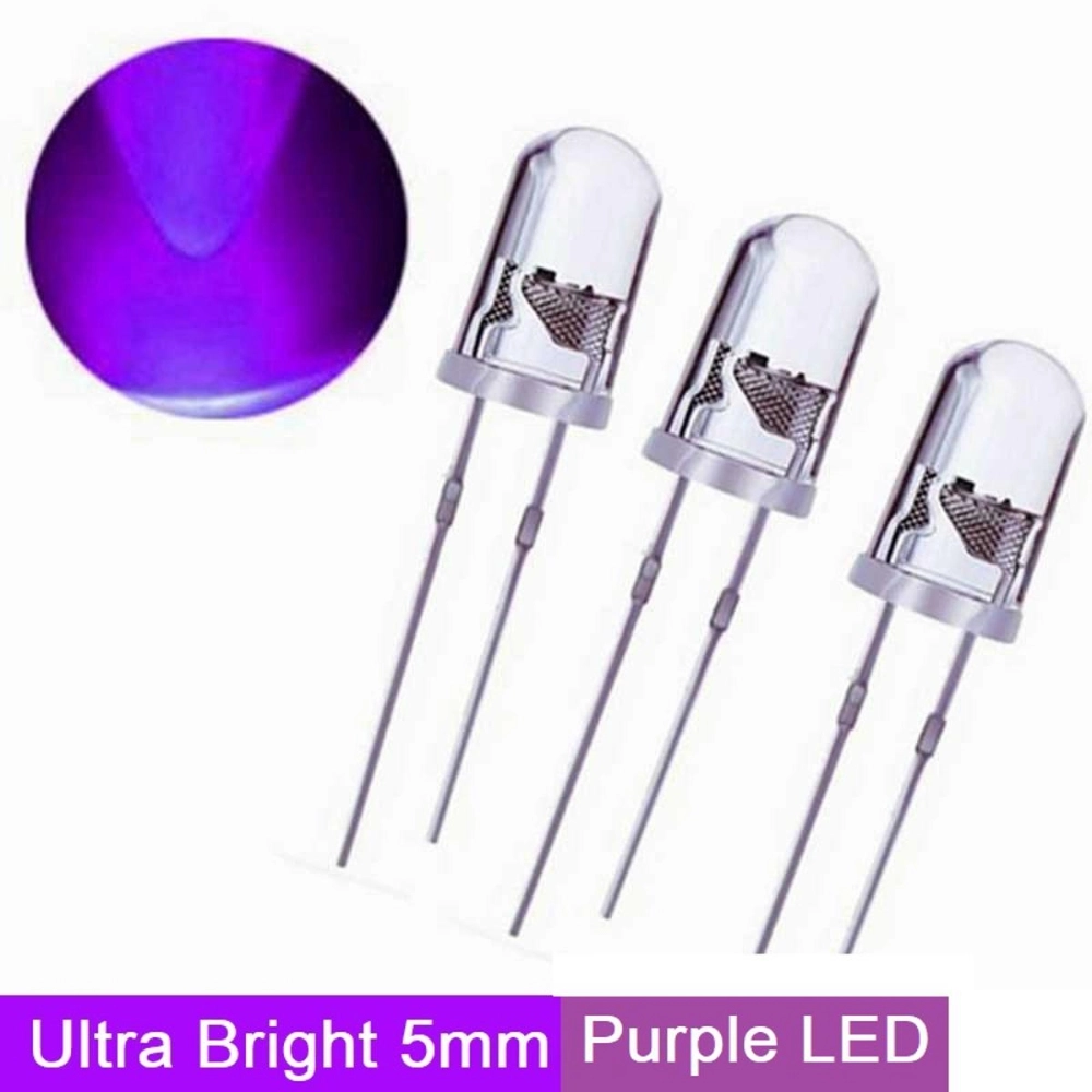 10Pcs- PURPLE Color LED Clear Transparent DC 3V 20mA 5mm Purple LED ...