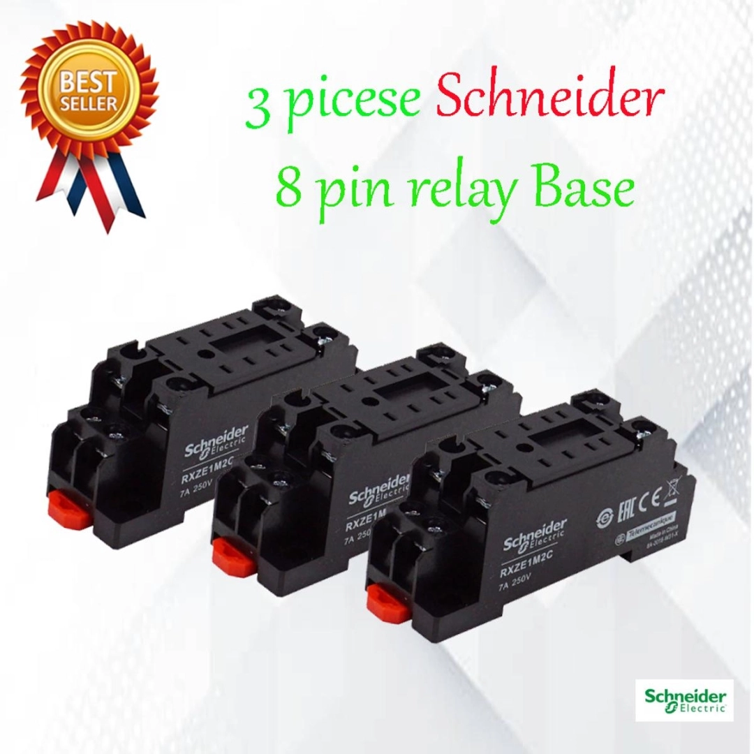 3 Pieces Schneider relay socket base 8 pin