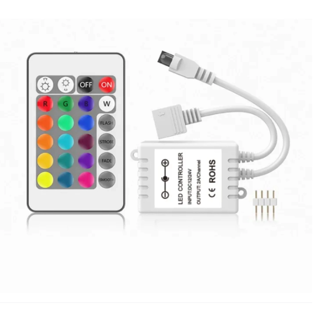 RGB Controller with 24-Button Remote – For RGB LED Strip Light