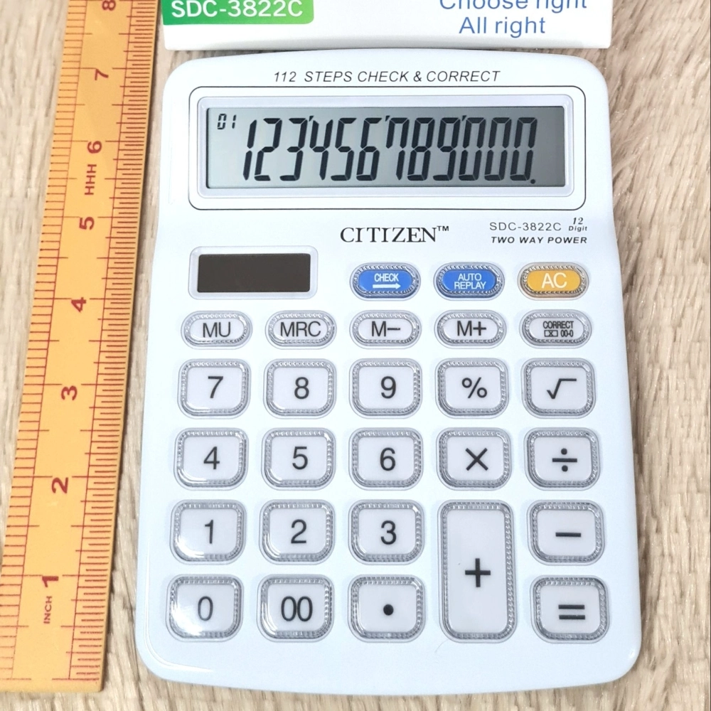 12 Digits 12 Digits Two Power Medium Size Official Calculator SDC-3822C