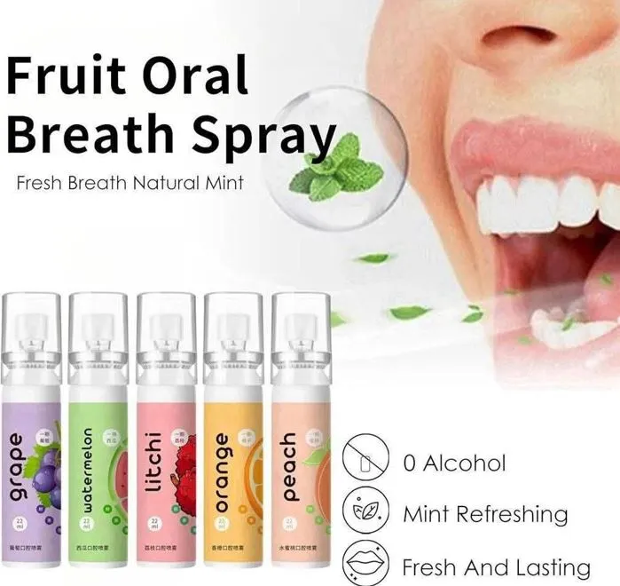 Fruit Flavor Fresh Breath Spray Cool Mouth Freshener Remove Bad Breath ...