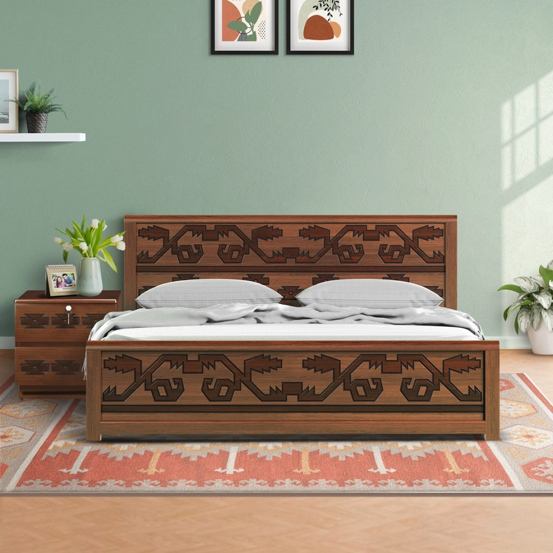Engineered Wood Modern Bed Lacquer Polish Best Quality (Model: BED102)